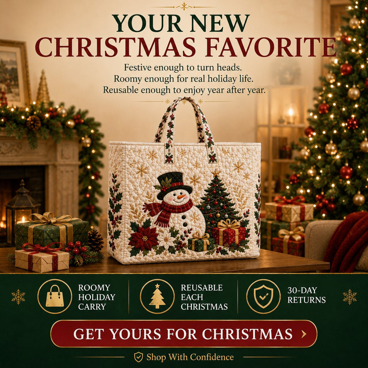 WalterBags Christmas Quilted Tote