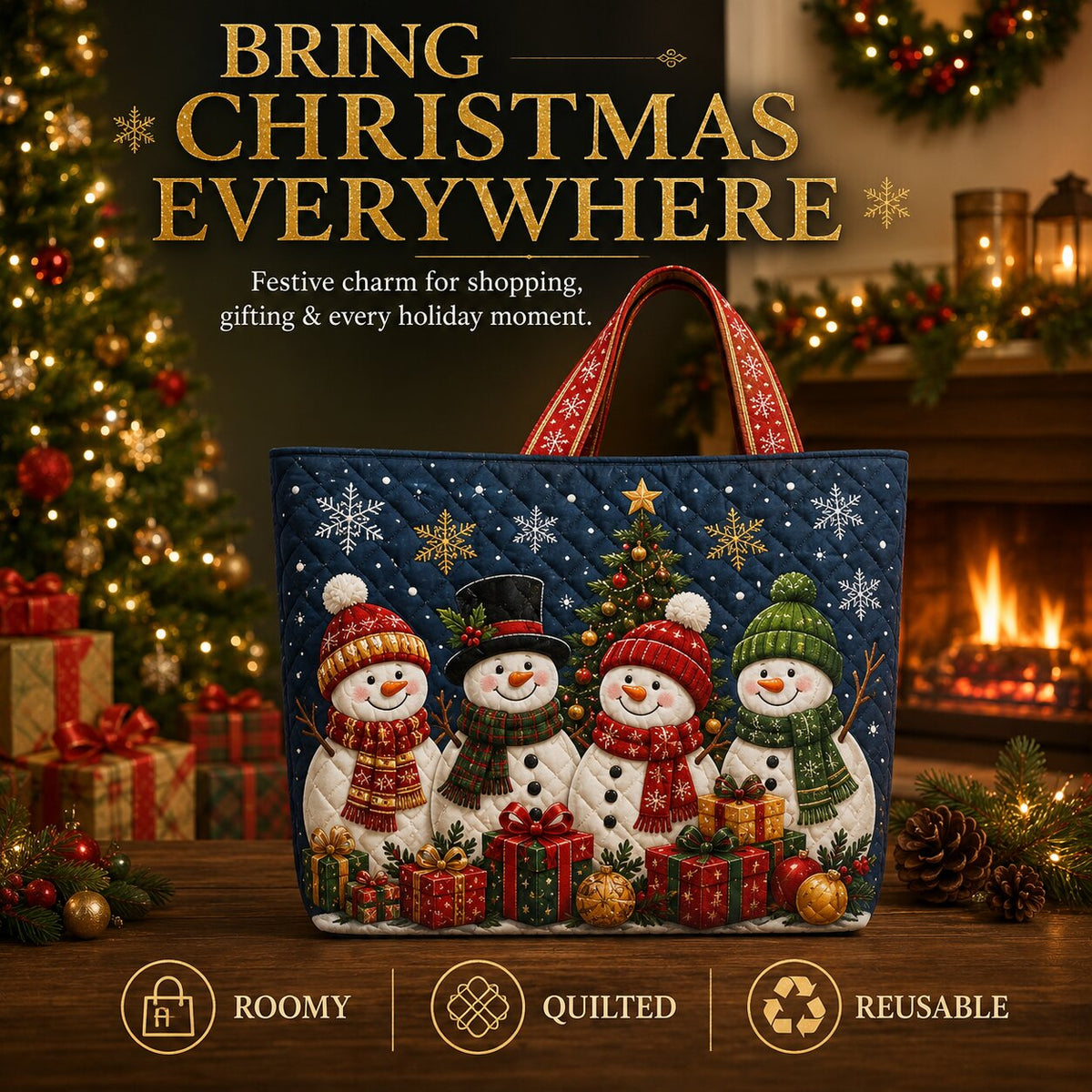 WalterBags Christmas Quilted Tote