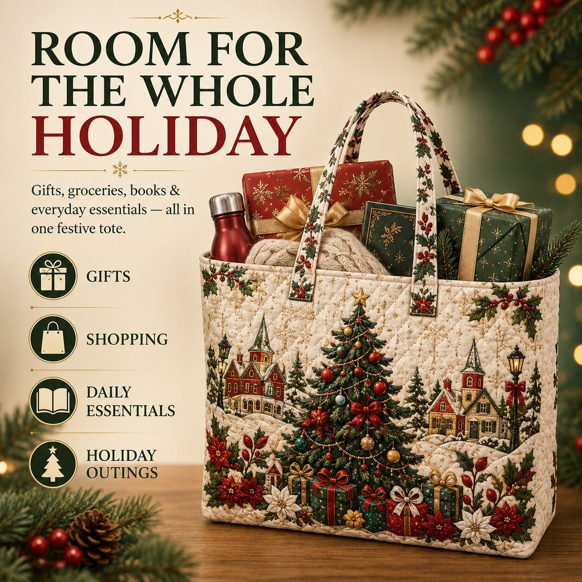 WalterBags Christmas Quilted Tote
