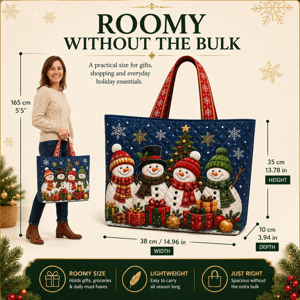 WalterBags Christmas Quilted Tote